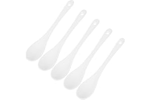 ULTECHNOVO Ceramic Small Serving Spoons 5pcs White Porcelain Mini Measuring Spice Spoons for Coffee Sugar