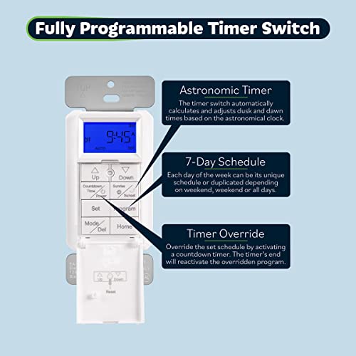 TOPGREENER Digital Astronomic Timer Switch, 7Day Programmable Sunrise