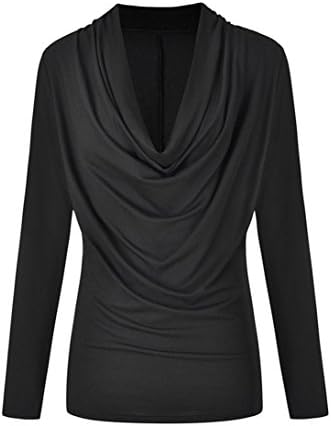 Clearance Sale! Women's Shirt, Jiayit Womens Cowl Neck Tops Fashion Long Sleeve Autumn Winter Blouse Plus Size T Shirt Casual Outwear Tops (5XL, Black)