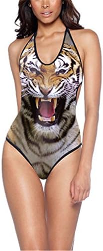 BBBai Tiger Print Women Monokini Halter Backless One Piece Swimsuit Swimwear Beachwear Badpak Y01006