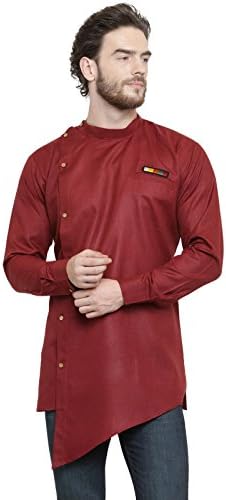 WALTZ Men's Cotton Blend Angrakha Kurta