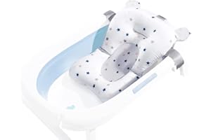 INELIHOO Infant Baby Bath Cushion Bathtub Support Infant Baby Shower Seat Bather Foam Floating Soft Bath Pillow Bathtub Insert Tray Non-Slip Portable Newborn Shower Bath Mat for Baby 0-12 Months (Stars Style)
