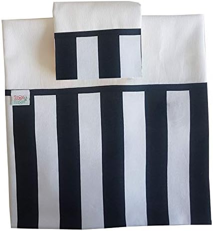 Zigozago Cot or Cot Bed Set with Black White Stripe Border in 3 Pieces Cotton Piquet. for The Bed Sheet with Name Select The Product https://www.Amazon.it/dp/B07L9GXB4F Bambino: S