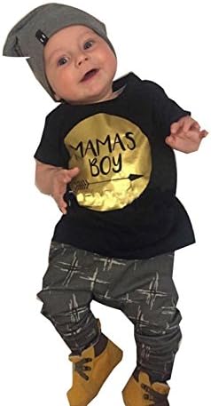 Albee Yang Summer Baby Boy Cotton Letters Printed T-Shirt+Pants 2pcs Clothes Set