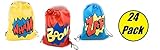 24 Pack Superhero Party Supplies Party Favor Goody Bags Drawstring Backpack Boom! Wham! & Zap! Perfect for the Superhero Party Ideal for Boys and Girls Ideal for School, Birthday, Parties and many many more