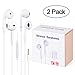 Vcsaa 2 Packs Premium Quality Earphones Earbuds Headsets Headphoneswith Mic & Remote Control, Compatible with iPhone/iPad /iPod -- White