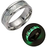 Geek & Glitter Superman Kryptonite Glow-in-The-Dark Ring | Titanium Stainless Steel Silver Ring Band | DC Superhero Cosplay Jewelry