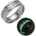 Geek & Glitter Superman Kryptonite Glow-in-The-Dark Ring | Titanium Stainless Steel Silver Ring Band | DC Superhero Cosplay Jewelry