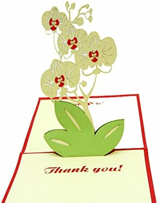 Kk 100 Handmade 3D Pop Up Customized Greeting Card Best Wish Thank You Good Luck Thanksgiving Friendship Wedding Anniversary Merry Christmas Father's Day Valentine's Day (Wish Flower)