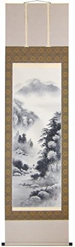 倉地邦彦 水墨山水 日本画 掛け軸 風景画 五尺立 水墨画 山水画 直筆 肉筆 ギフト 年中掛 お茶掛 R599 ストアー 贈答 掛軸 真筆