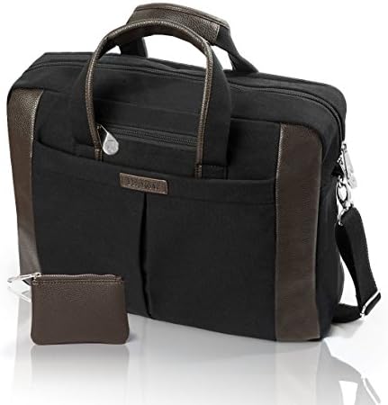 Portable Office Organizer 15.6 Inch Laptop Bag: Large Enough for More Than a Computer! water resistance Canvas Casual Messenger Briefcase. Adjustable Straps, Double Zippered, With Small Coin Pouch