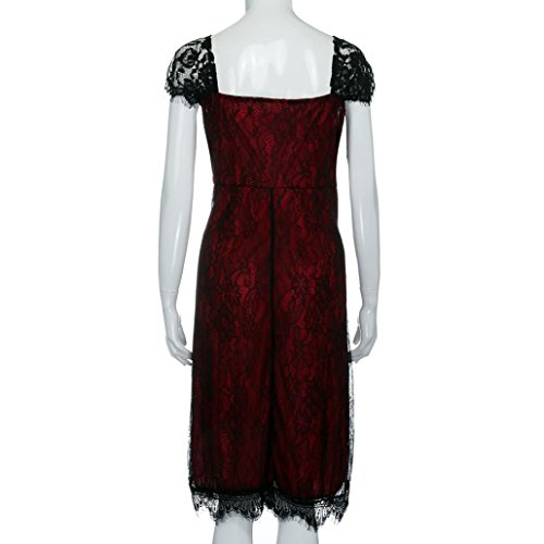 Plus Size Dress, AgrinTol Plus Size Women Sleeveless Lace Long Evening Party Prom Gown Formal Dress (3XL, Red)