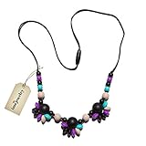 ima-jewelry Chewable Silicone Baby Teething Necklace BPA Free | Chew Beads - Safe for Baby | Chew Bead Necklace, Black
