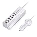 Car Charger, Jelly Comb 65W/13A 6 Ports Rapid USB Multi-Port Car Charger with Smart Identification for Mobile Phones, Tablets and Other USB Devices, UL Certified - White