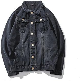 Triliel Autumn and Winter Men's Long Sleeve Solid Color Denim Jacket Young Female Casual Loose Jeans Outwear KRYMX71112