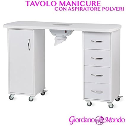 Tavolo Manicure Con Aspiratore Polveri Con 4 Cassetti E 1