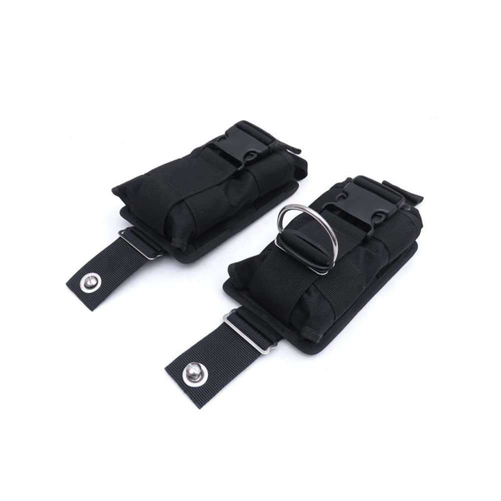 Souhgaue New 2Pcs Spare Black 1680D Nylon Scuba Diving Weight Belt Pockets with Quick Release Buckle -22.5X15X5cm
