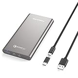POWERADD Pilot 2GS 10000mAh Power Bank (Quick Charge 3.0 & Type-C Output 3.6A), Slim Portable Charger for iPhone X, iPhone 8 / Plus, Nintendo Switch, etc (USB-C Cable Included)