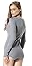 Moxeay V-Neck One Piece Bodysuit Long Sleeve Bodycon Rompers (Small, Gray)