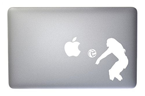 Womens Beach Volleyball Vinyl Decal for Macbook, Laptop or other device 5 Inch (white)