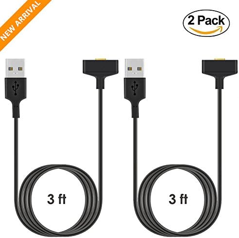 Fitbit Ionic Charger, CHIENTUNG 2PCS USB Replacement Charging Cable for Fitbit Ionic Cable Quality Power Charging Cord 3 Feet - Black