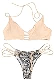 Cupshe Fashion Women's Lace Up Stripe Strappy Bikini Set