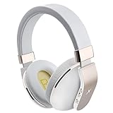 Riwbox XBT-780 Bluetooth Headphones Over Ear, Noise Isolatio V4.1 Wireless Headset with Volume Control, w/Built-in Mic and Wired Mode for PC/Cell Phones/TV (Gold White)