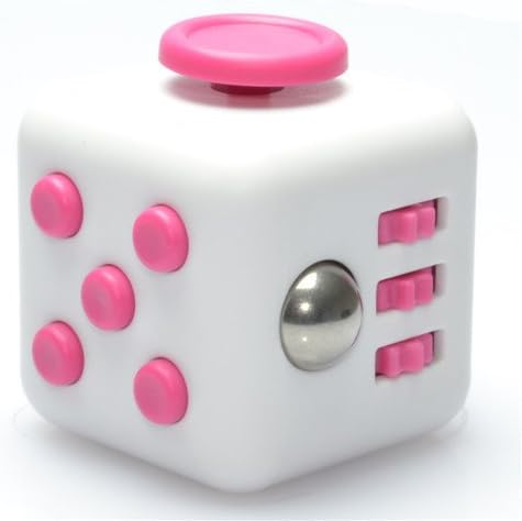 Viotte Fidget Cube Relieves Stress and Anxiety Attention Toy for Work, Class, Home(white/pink)