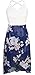 FANCYINN Women Lace Patchwork Floral Chiffon Dress Backless Summer Beach Irregular Maxi Dress with Belt Blue XL