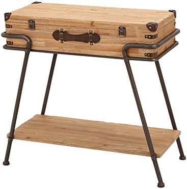 ecWorld Urban Designs Handcrafted Wooden Metal Frame Removable Storage Trunk Accent Table