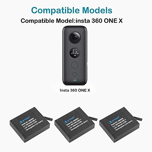 Artman Insta360 ONE X Camera 1500mAh Replacement Battery(3-Pack) and A Triple Slot USB Charger with Built-in TF Memory Card Reader for Insta360 ONE X Camera