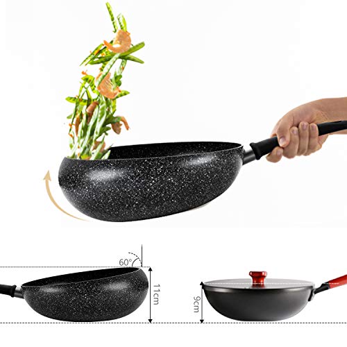 KYTD Professional Nonstick Fry Wok with Lids - Nonstick Skillet, Stir Fry Pans (100% PFOA and APEO Free)