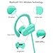 Bluetooth Headphones for Women Turquoise HITASION Best Wireless Sports Earphones W/Mic HD Crisp Sound Waterproof Hooks Gym Running Workout 8 Hours Battery Noise Cancelling Headsets Mint Green