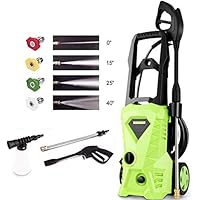 Homdox Pressure Washer, Power Washer with 2600 PSI,1.6GPM, (4) Nozzle Adapter, Longer Cables and Hoses and Detergent Tank,for Cleaning Cars, Houses Driveways, Patios (Green)