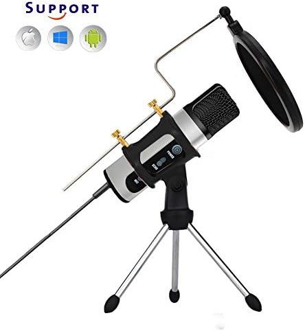 TKGOU Recording Microphone, Microphone for iphone phone With Tripod Stand &amp; Pop Filter &amp; Shock Mount, Computer Microphone With Monitor/Echo Karaoke/Voice Changer,Mic for Karaoke singing(M991ST)