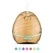 Homily Essential Oil Diffuser, 300ml Aromatherapy Diffuser with Wood Grain Design, Zen Style, Cool Mist and Adjustable 7 Colors Rainbow LED Lighting, Low Water Auto Shut-Off, Up to 6 Hours Timer