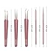 AMTOK Blackhead Remover Kit Curved Blackhead Tweezers Kit Pimple Comedone Extractor Tool Set Dermatologist Grade Kit Treatment for Blemish , Zit Popper (Tweezers Kit Rose Gold)