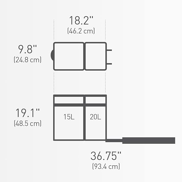 SIMPLEHUMAN 35 LITER / 9.3 GALLON DUAL COMPARTMENT UNDER COUNTER KITCHEN CABINET PULL-OUT RECYCLING BIN AND TRASH CAN, CHROME