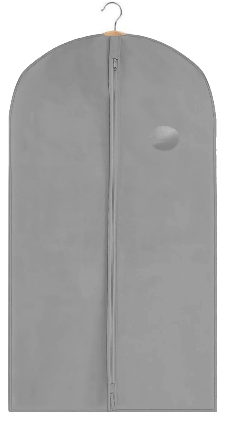 Short Garment Bag, Grey Dress Cover, 60cm x 100cm, Clothing Storage Bags, Travel, Weddings, Suits, Dresses, Water Resistant Protective Cover, Garment Suit Cases
