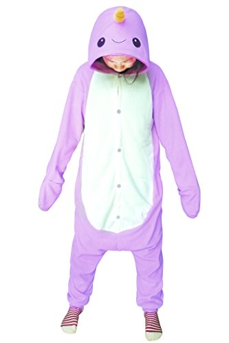 WOTOGOLD Animal Cosplay Costume Narwhal Unisex Adult Pajamas Purple Small