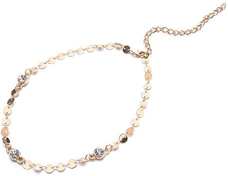 Gold Silver Choker Necklace Flower Metal Withe Choker Necklace Adjustable Chokers Necklace for Women (Golden wafer)