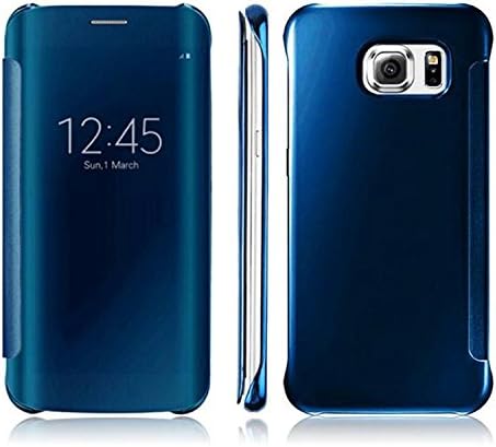 LUQUAN Clear View Mirror Flip Smart Case Cover For Samsung Galaxy S7 Edge (Sky Blue)