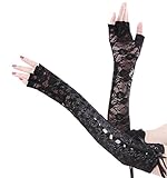 Gauss Kevin Nylon Lace Gloves UV Protection Fingerless Gloves Party Wedding Black