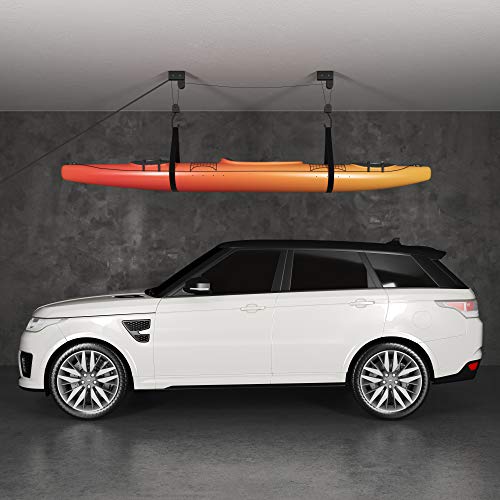 Powerfly Garage Ceiling Kayak Storage Bike Hoist Hanger Ladder