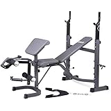 Body Champ Olympic Weight Bench, Workout Equipment for Home Workouts, Bench Press with Preacher Curl, Leg Developer and Crunc