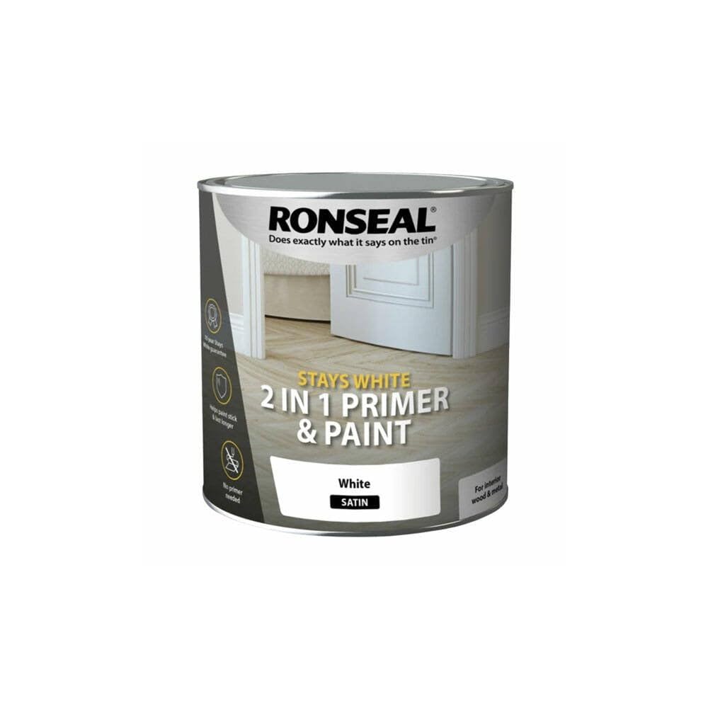 Ronseal RSLSW21MP25L Stay 2-in-1 Matt Paint, White, 2.5 Litre