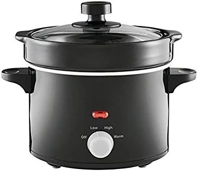 2-Quart Tempered Glass Lid, Stoneware Slow Cooker, Black