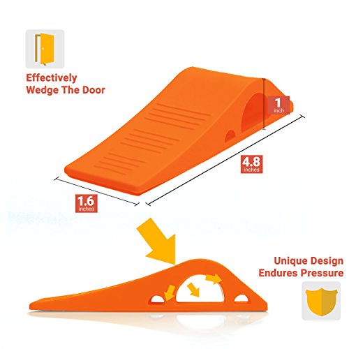 Wundermax Decorative Door Stopper With Free Bonus Holders, Door Stop Works on All Floor Surfaces, Premium Rubber Door Stops, The Original (3, Orange) - Thumbnail 4
