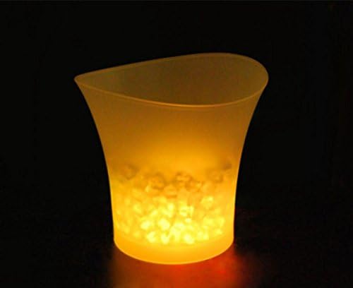 Ice bucket bar ice bucket round LED luminous ice bucket transparent plastic shiny champagne bucket waterproof wrestling ice wine device (Without light source) , yellow