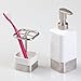 InterDesign Gia Toothbrush Holder Stand for Bathroom Vanity Countertops - White/Brushed